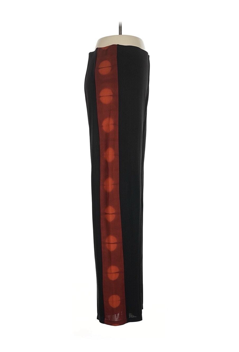 Ocelot Black Red Stripe Print Casual Pants 100% Silk M